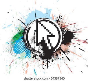 abstract grunge vector mouse cursor symbol,vector illustration