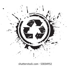 abstract grunge vector recycle icon. vector illustration