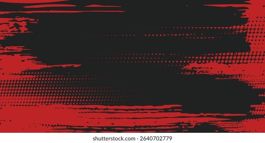 abstract grunge Vector red and black background with sporty brush motif modern