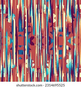 Abstract grunge vintage pattern. Aztec ikat style. Seamless vector image.