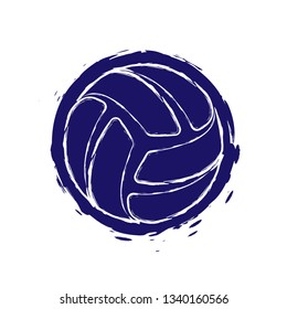 Abstract grunge volleyball symbol with isolated on white background