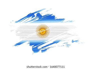 Abstract grunge watercolor flag of Argentine Republic. Template for national holiday poster, banner, flyer, invitation, etc.