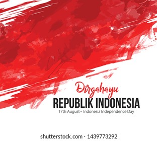 Abstrakte grunge Aquarell der Flagge Indonesiens. 17. August Indonesien Unabhängigkeitstag Konzept. Vorlage für Urlaubsscanner, Einladung, Flyer usw.