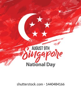 Abstract grunge watercolor of Singapore flag. 9th August Singapore National Day concept. Template for holiday banner, invitation, flyer, etc. Abstract grunge watercolor of Singapore flag. 9th August Singapore National Day concept. Template for holiday banner, invitation, flyer, etc.