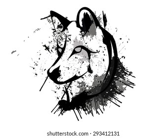 Abstract grunge wolf head