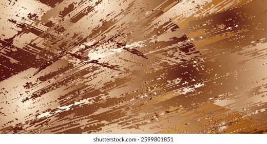 Abstract grunge-style golden-brown background with dynamic brush strokes and distressed textures, perfect for artistic, vintage, and modern designs