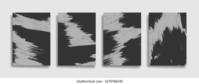 abstrakter, grauer Hintergrund mit schwarz-grauer Farbe. Bruchstrukturpinsel. Farbspritzer-Muster für Bannerhintergrund. Zementplaster auf modernem Hintergrund