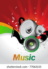 abstract grungy background with collection of musical instruments