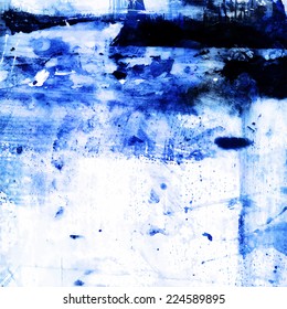 Abstract grungy background with deep blue hand drawn strokes and place for your text.