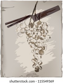 abstract grungy background with grapes, illustration
