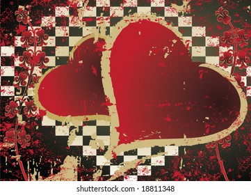 Abstract grungy background heart vector illustration