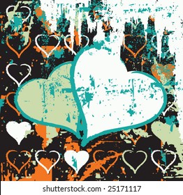 Abstract grungy background heart vector illustration