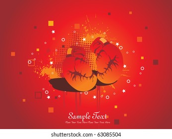 abstract grungy background with isolated boxing gloves