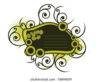 abstract grungy background with isolated decorated frame, illustration