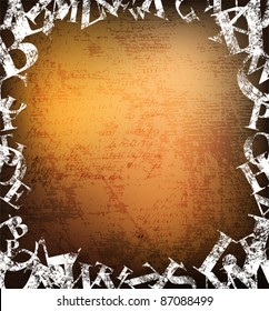 Abstract grungy background with letters frames. Eps10 vector