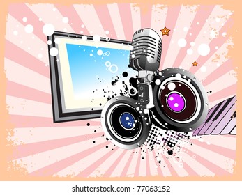 abstract grungy background with musical instrument