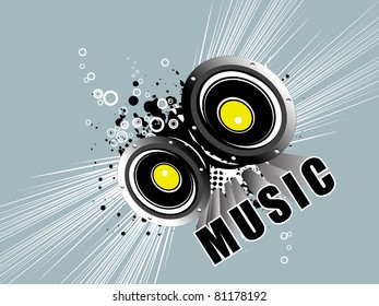 abstract grungy background with set of speaker, vector illustration