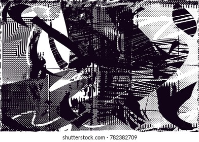 Abstract grungy black and white background texture vector illustration
