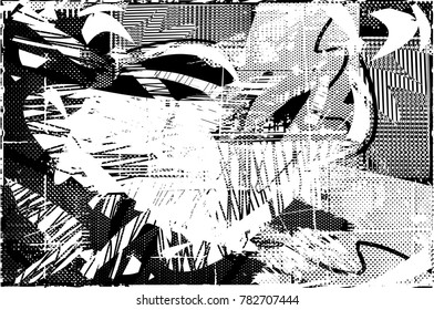 Abstract grungy black and white background texture vector illustration