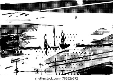 Abstract grungy black and white background texture vector illustration