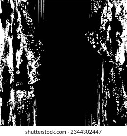 Abstract grungy black and white vector background with empty negative space in the middle isolated on square template. Dark black and white wallpaper backdrop.