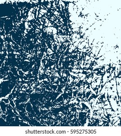 Abstract grungy blue texture vector background. Creative decoration template for booklet, banner or brochure. Old style textured pattern illustration.