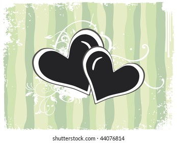 abstract grungy border background with floral pattern heart