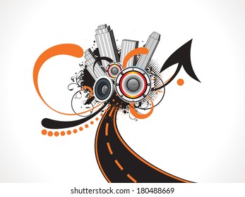abstract grungy building with sound vector illustration