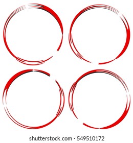 Abstract grungy circle element set. (4 version)