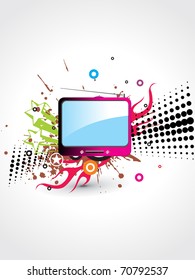 abstract grungy, colorful artwork background with isolated t.v