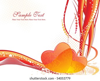 abstract grungy curve wave, dotted stripes background with set of heart