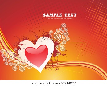 abstract grungy, dotted background with colorful stripes red heart