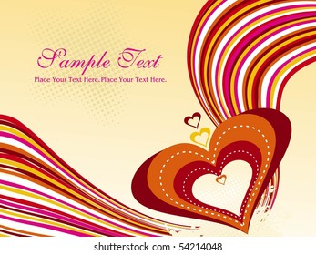 abstract grungy, dotted background with colorful stripes and stylish heart
