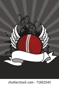 abstract grungy floral rays background with ribbon, ornate design leather ball