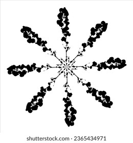 Resumen de la forma de copo de nieve con impronta gruesa. Ilustración vectorial. 
