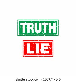 Abstract Grungy Lie and Truth Rubber Stamps Sign Illustration Vector, Lie and Truth Text Seal, Mark, Label Design Template