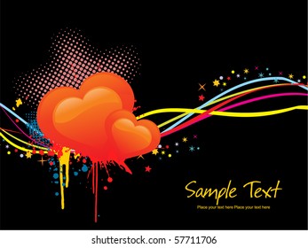 abstract grungy love background, vector illustration