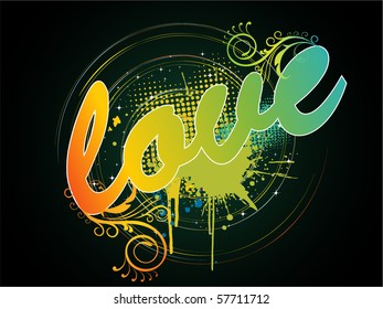 abstract grungy love background, vector illustration