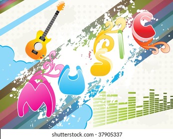 abstract grungy music background, vector illustration