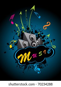 abstract grungy musical background, vector illustration
