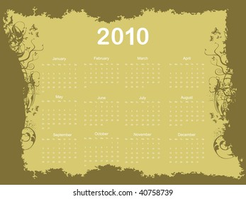 abstract grungy pattern calender for 2010, vector image