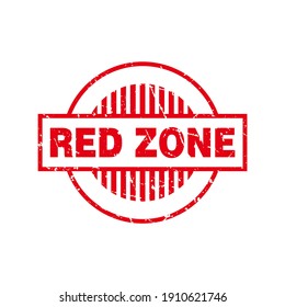 Resumen Señal de goma de zona roja poco gruesa con vector de ilustración de forma circular, sello de texto de zona roja, marca, plantilla de diseño de etiquetas
