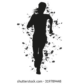 Abstract Grungy Running Woman Silhouette