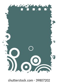 abstract grungy seagreen frame with circle, dots