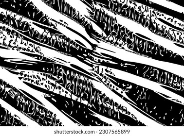 Abstract grungy seamless pattern with wavy rough shapes for textile - modern vector repeatable background with grungy texture