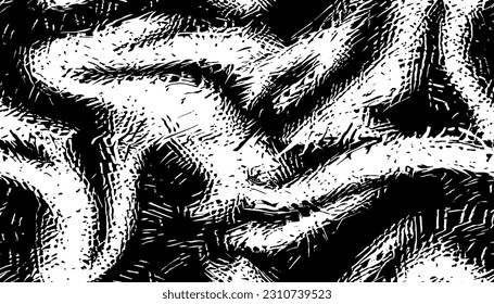 Patrón grueso sin soldadura abstracto con formas texturadas onduladas para textil - fondo vectorial repetible moderno con textura gruesa