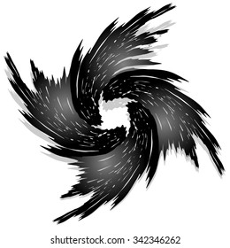 Abstract grungy shape with spiral distortion. Vector art.