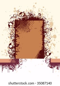 abstract grungy spot background with grungy frame illustration
