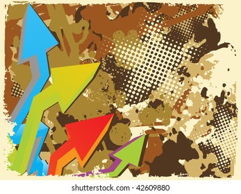 abstract grungy texture background with colorful arrowhead