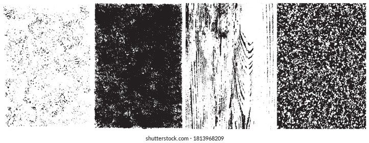 Colección de texturas gruesas abstractas con efectos de madera granulada angustiada en colores blanco y negro ilustración vectorial